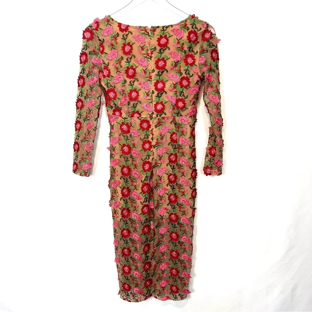 For Love and Lemons floral Embroidery Midi Dress S - Picture 5 of 10